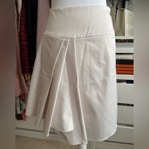 Milly Cream A-Line Pleated Skirt